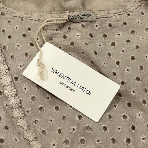 Valentina Naldi Tunic Length Eyelet Cover Up Top, NWT, Tan, OS - Picture 2 of 9
